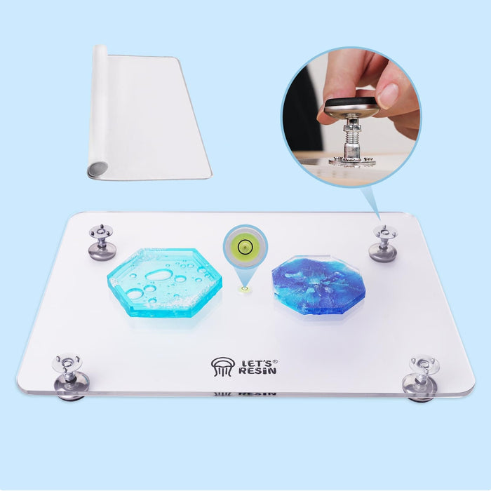 Adjustable Resin Leveling Table with Silicone Mat - 16''x 12'' -(DE&FR)