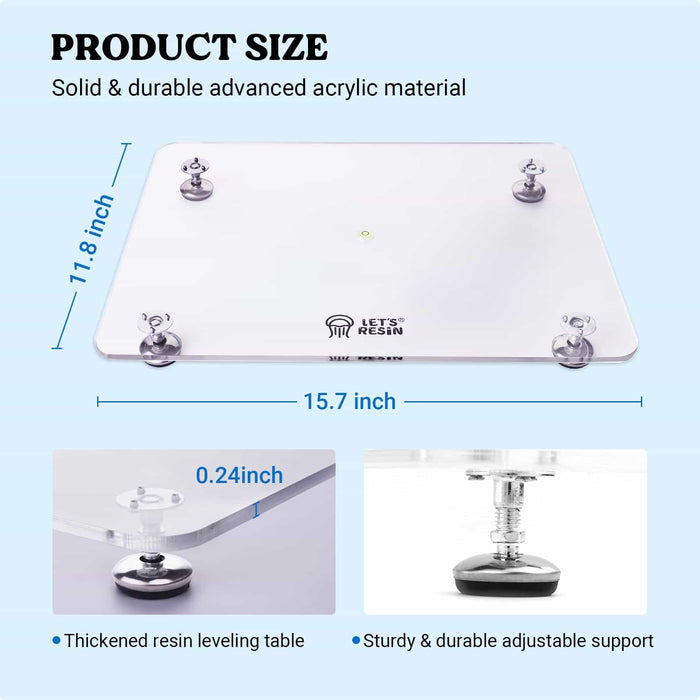 Adjustable Resin Leveling Table with Silicone Mat - 16''x 12'' -(DE&FR)