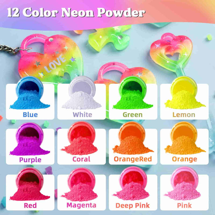Fluoreszierendes Pigmentpulver – 12 Farben 