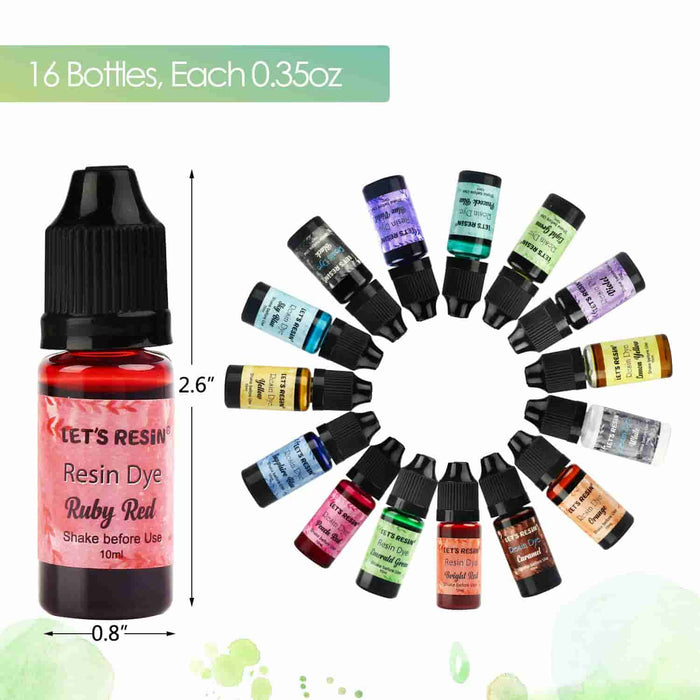 Colorant résine liquide translucide - 16 couleurs/chaque 10 ml 