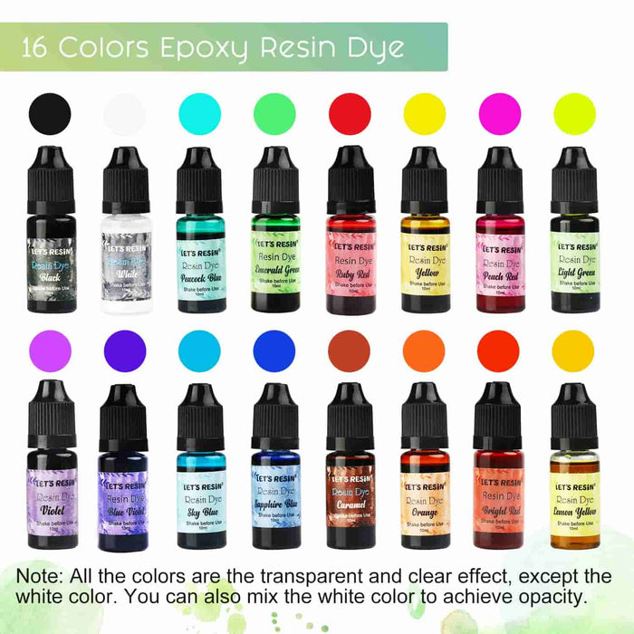 Colorant rsine liquide translucide - 16 couleurs/chaque 10 ml Let's Resin - EU Colorant rsine liquide translucide - 16 couleurs/chaque 10 ml Let's Resin - EU