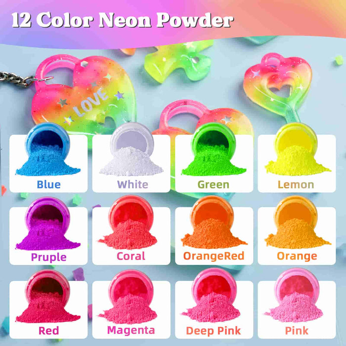 Fluorescent Pigment Powder - 12 Colors