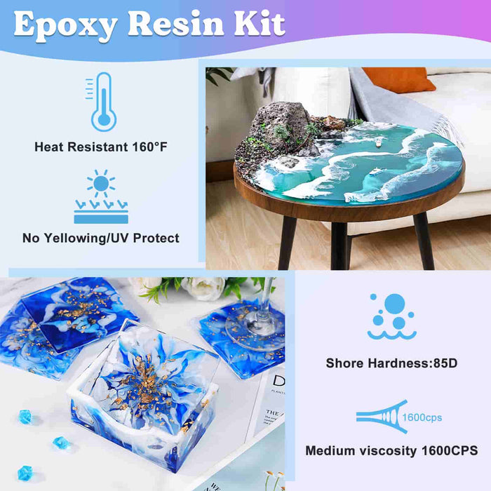 1 Gallon Epoxy Resin Kit with Pumps, Resin Dye, and Mica Powder