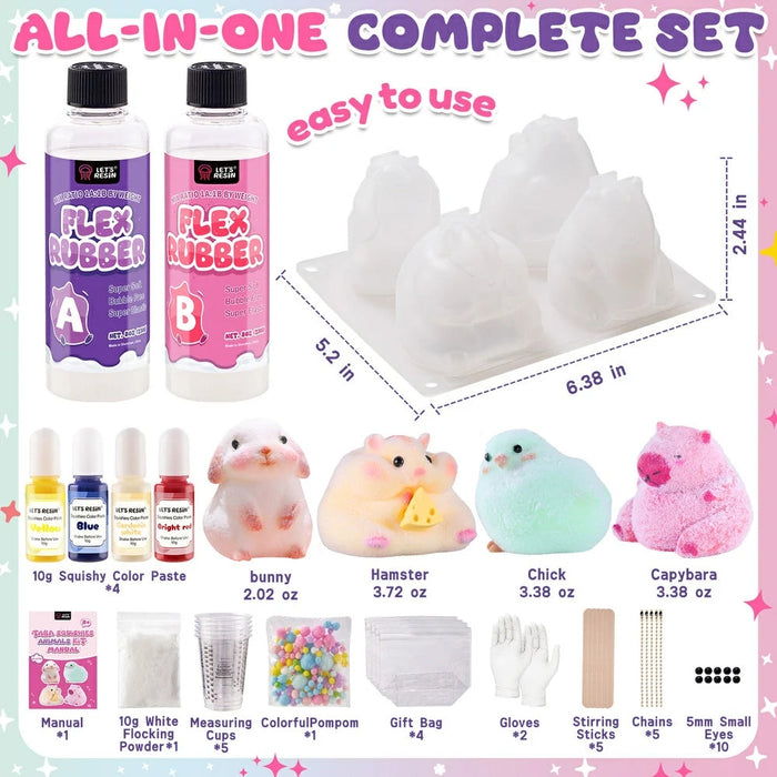 4 Cute Animals Taba Squishy Making All-in-one Kit