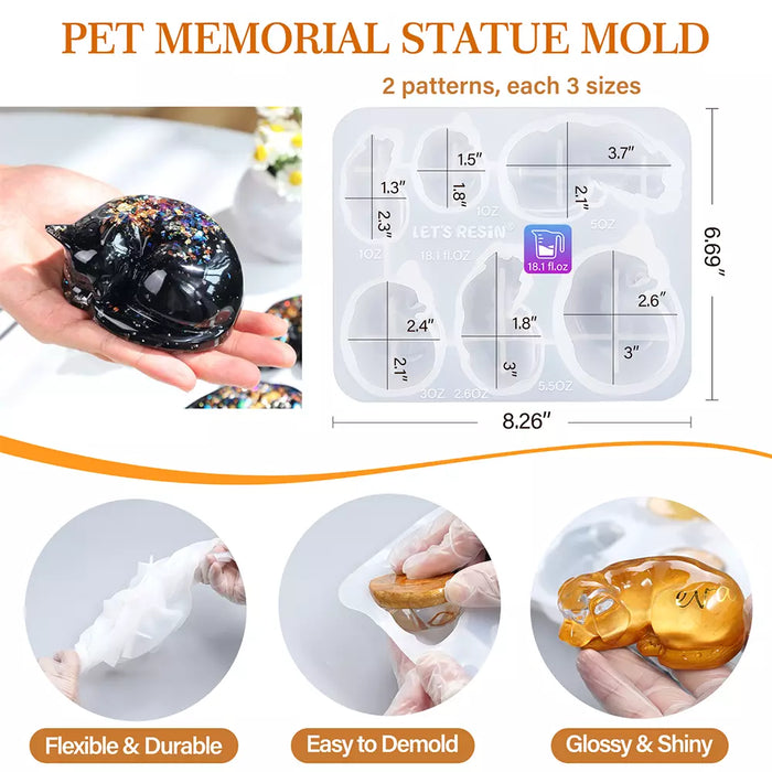 Let's Resin Sleeping Cat Dog Resin Molds
