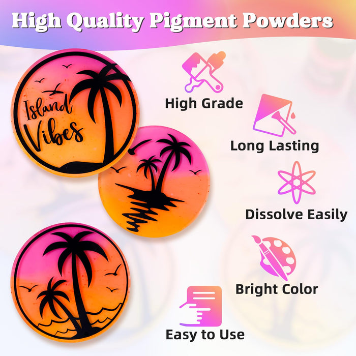 Fluorescent Pigment Powder - 12 Colors