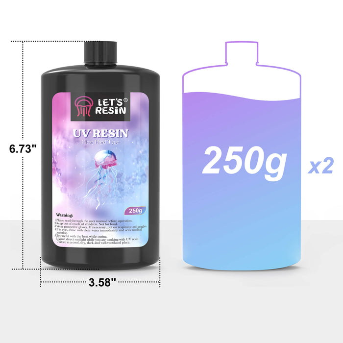 Résine UV transparente améliorée de 500 g. 