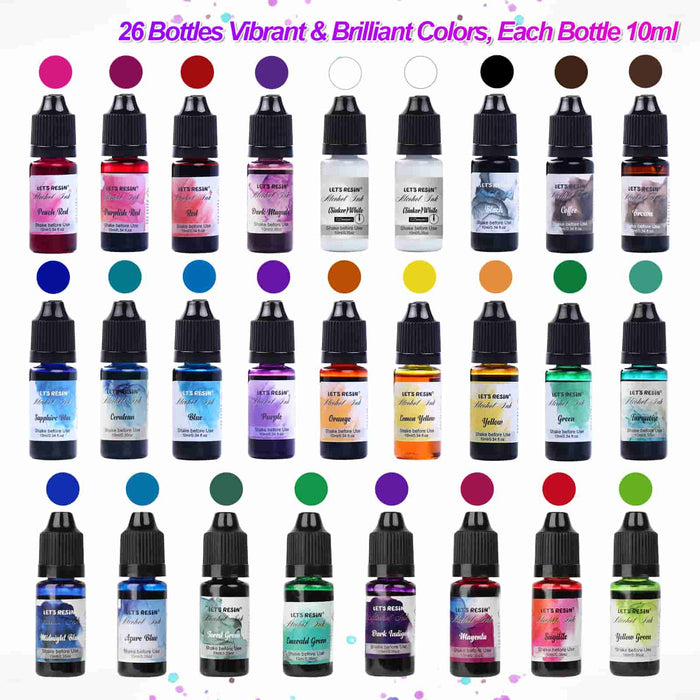 High Concentrated Alcohol Ink Set - 26 color/Each 10ml -（DE&FR)